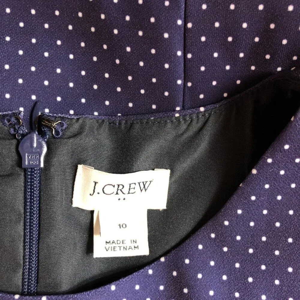 J CREW NAVY POLKA DOT SHEATH‎ DRESS SIZE 10